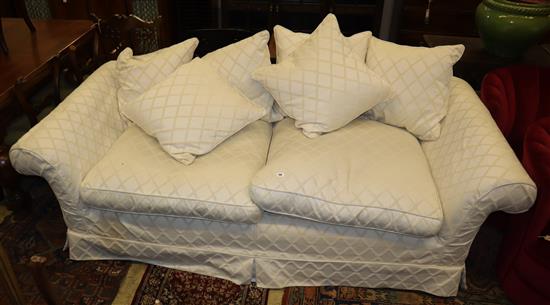 A contemporary upholstered two seater settee by Highly Sprung, length 220cm (See Lot 57)